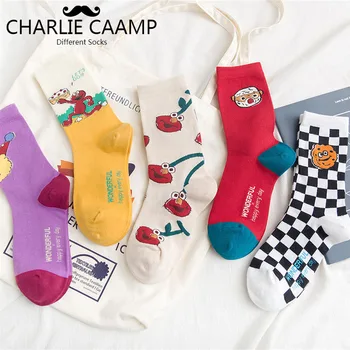 

Women Socks Autumn Winter New Couple Cartoon Figure Ladies College Personality Men Hip Hop Skateboard Trend Cotton Socks B127