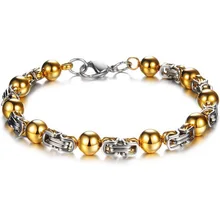 NIBA мужские ювелирные изделия золотого цвета браслеты из нержавеющей стали Мужская цепочка из бисера браслет Мода