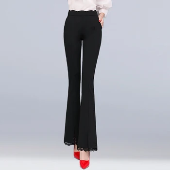 

New women fashion pants trousers elegant sexy lace flare pants high waist stretch slim women casual pants female plus size pants