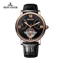 Риф Тигр/RT Роскошные турбийон часы мужские розовое золото автоматические механические часы Дата День светящиеся дизайнерские часы RGA191