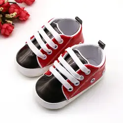 Обувь для малышей Мальчики для девочек на мягкой подошве кроссовки Нескользящие уличные прогулочные туфли повседневные PU туфли 0-18 м