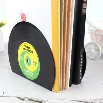 

2Pcs Creative Retro Record Bookends Shelf Holder Book Holder Desk Organizer School Office Accessories Supplies Practical Bookend