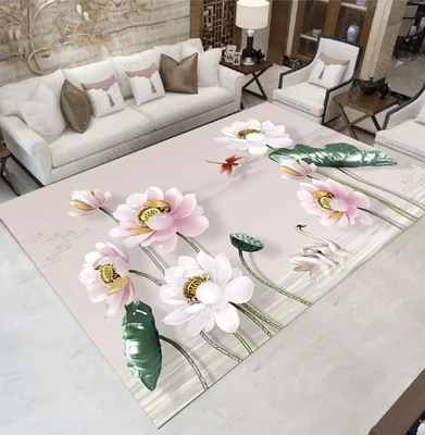 Китайский Лотос 3D коврик для гостиной прикроватный журнальный столик одеяло кухонный коврик для ванной комнаты водопоглощающий домашний декор - Цвет: C