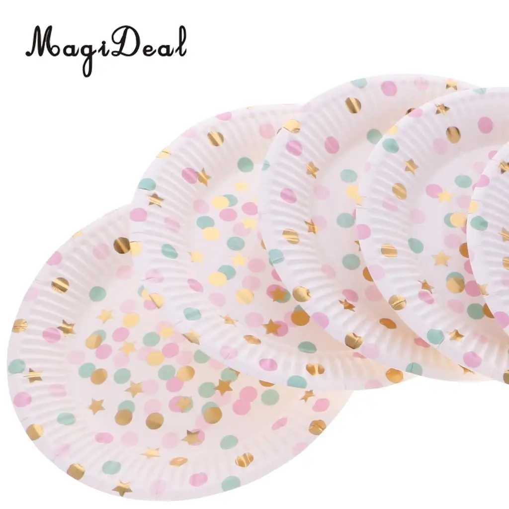 50 Sets Polka Dots Star Paper Plates Cups Baby Shower Birthday Wedding Party Dinner Disposable Tableware