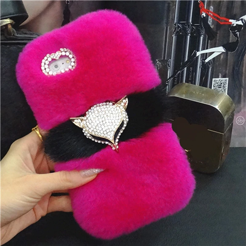

For Iphone 5 6 7 8 plus X for Samsung galaxy s5 s6 s7 s8 s9 edge plus note 3 4 5 8 Luxury Cute Exclusive Fox soft fur furry case