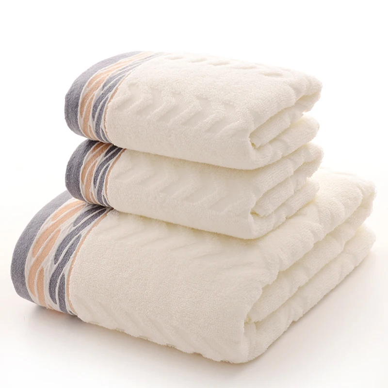 3PCS/Set 100 Cotton Bathroom Towel Set Wholesale Quick Dry Absorbent Face and Beach Bath Towels