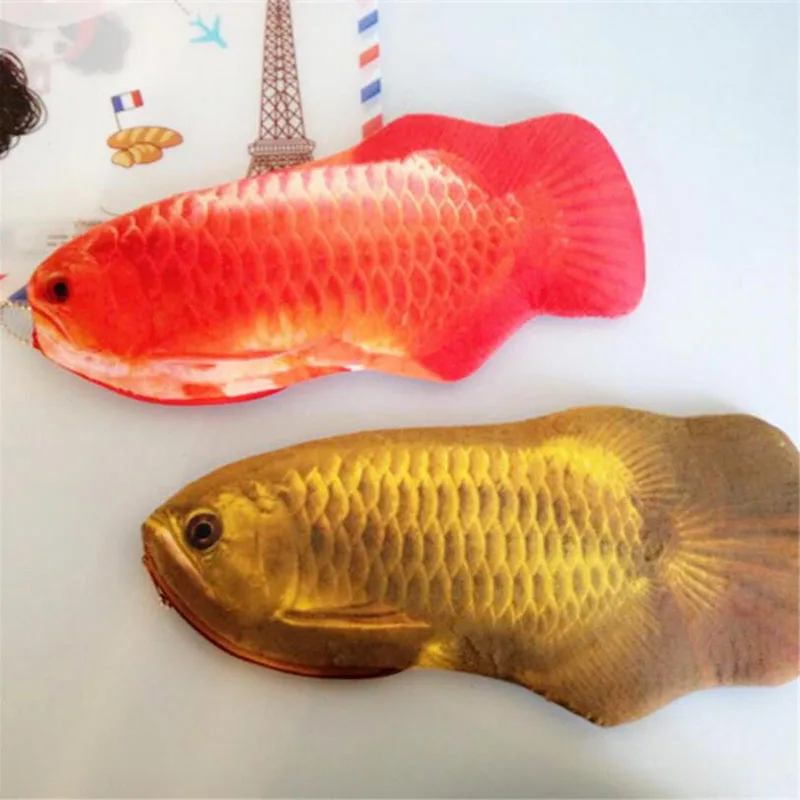 

1pc Cute Simulation Gold Arowana Plush Pencil Bag Large Capacity Zipper Pencil Bag Children'S Gifts Stationery Office Supplies