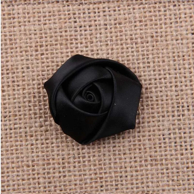 20 шт роза красная Сделай своими руками диаметром 3,5 см атласные розы Искусственные цветы из ленты для сделать подружки невесты украшение в виде свадебного букета - Цвет: black