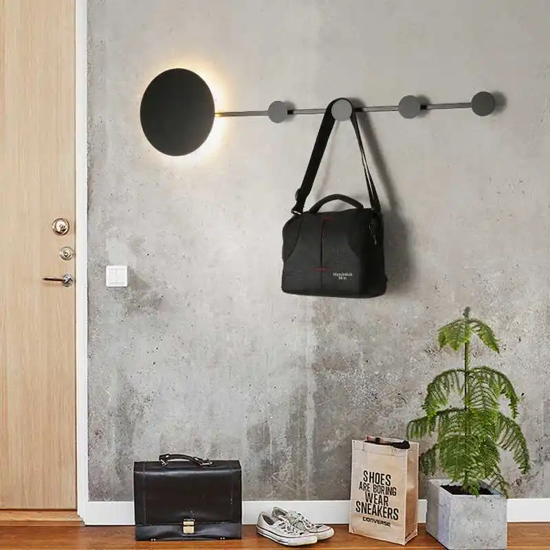 Us 85 89 22 Off Nordic Clothing Cap Rack Wall Lamps Led Round Iron Sconces Lights Aisle Door Locker Room Bedroom Room Study Lamps Lighting In Led