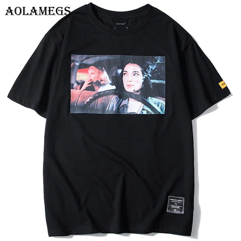 

Aolamegs T Shirt Men Female Driver Printed Men's Tee Shirts Short Sleeve T Shirt Fashion High Street Tees Hip Hop Streetwear