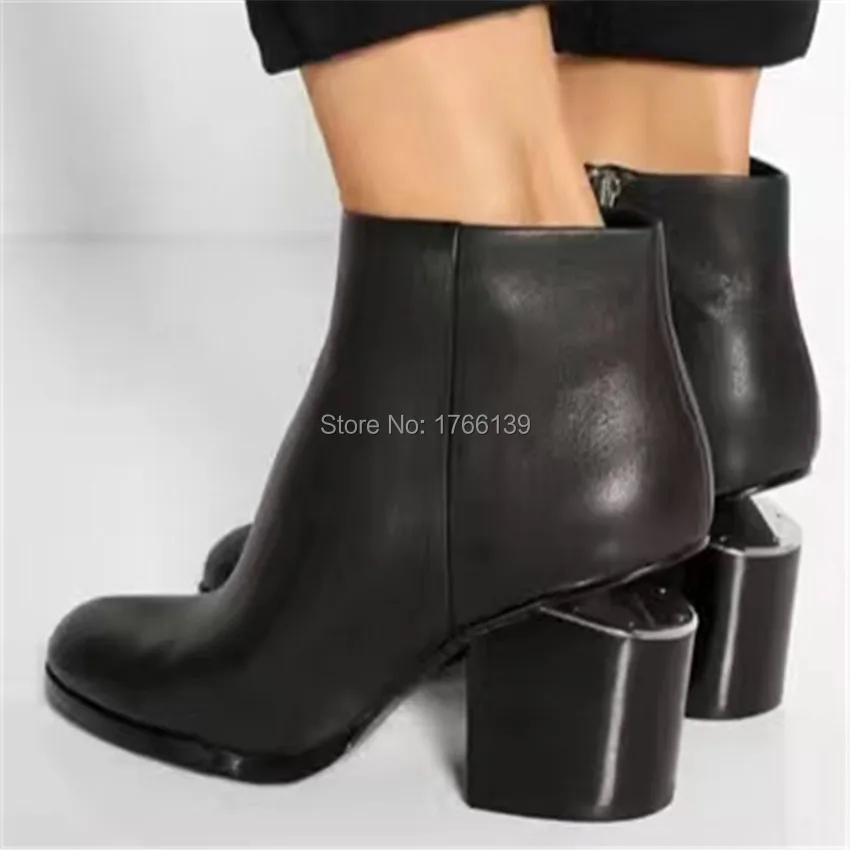 

Brand Designer Women Genuine Leather Ankle Boots Fashion Cut Heel Short Booties Autumn High Heel Botas Mujer Dress Shoes Woman