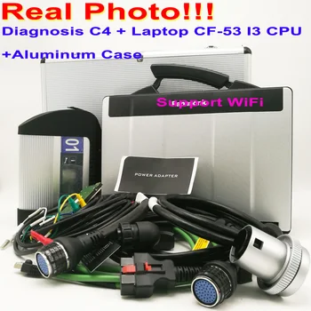 

New Full Chip MB SD Connect Compact 4 MB Star C4 Diagnosis SD C4 With laptop CF-53 cf 53 i3 Wifi Lan Diagnostic-tool 12V 24V