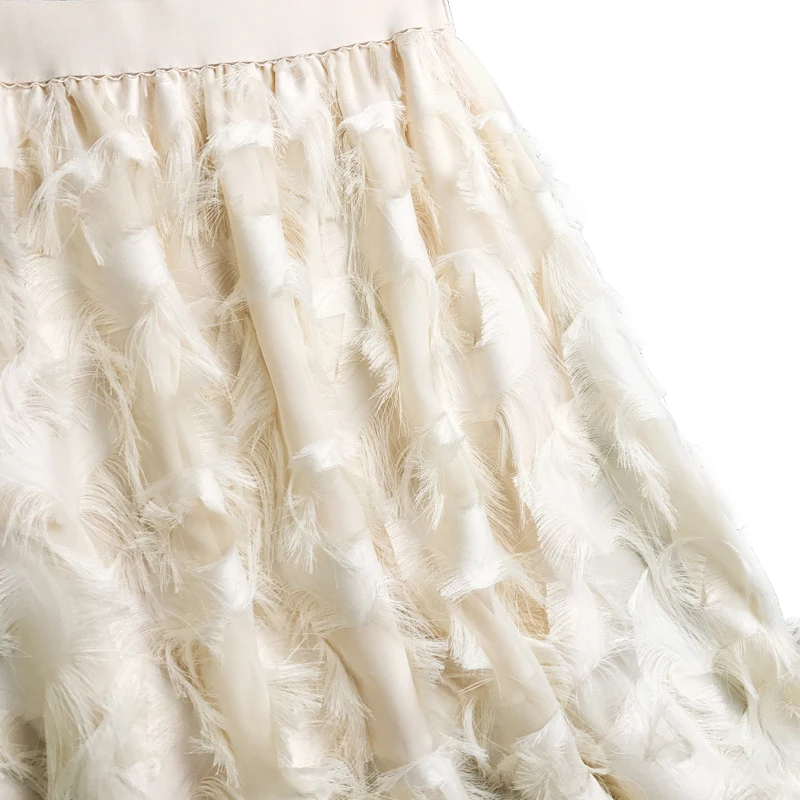 B женская элегантная шифоновая юбка с кисточками и перьями, с высокой талией, феи, длиной до колена, вечерние юбки faldas mujer moda harajuku