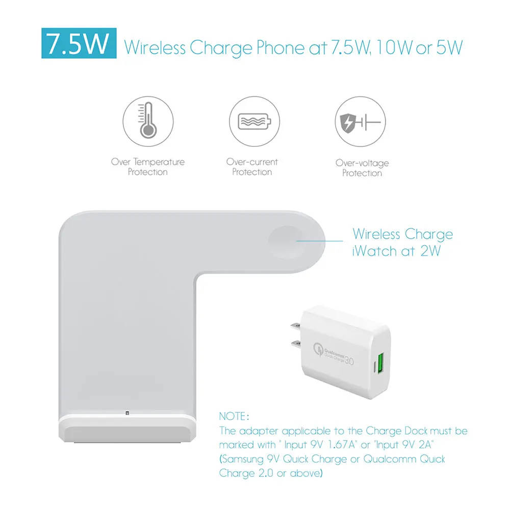 Ascromy 2in1 Qi Wireless Fast Charger Cell Phone Holder Stand Charging Station for Apple Watch 3 2 iPhone 8 Plus X 8Plus Samsung (15)