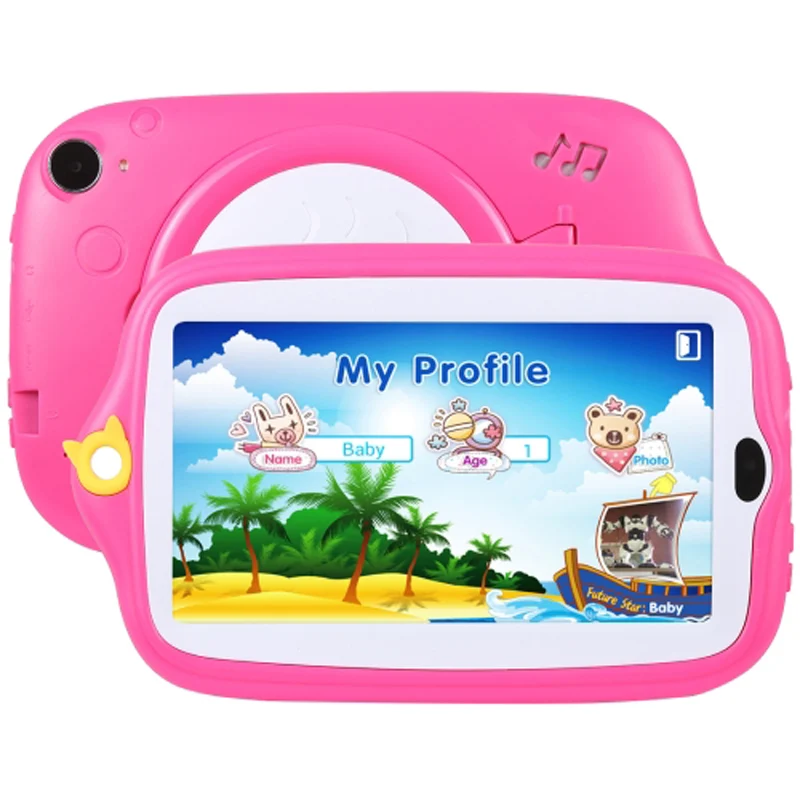 

7.0 inch Tablet PC Kids Education 512MB+8GB, Android 4.4 Quad Core WiFi / Bluetooth with Holder Silicone Case (Pink)