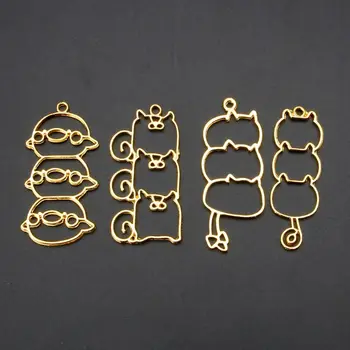 

4Pcs Stacked Cat Chicken Squirrel Resin Animals Frames Pendant Jewelry Making