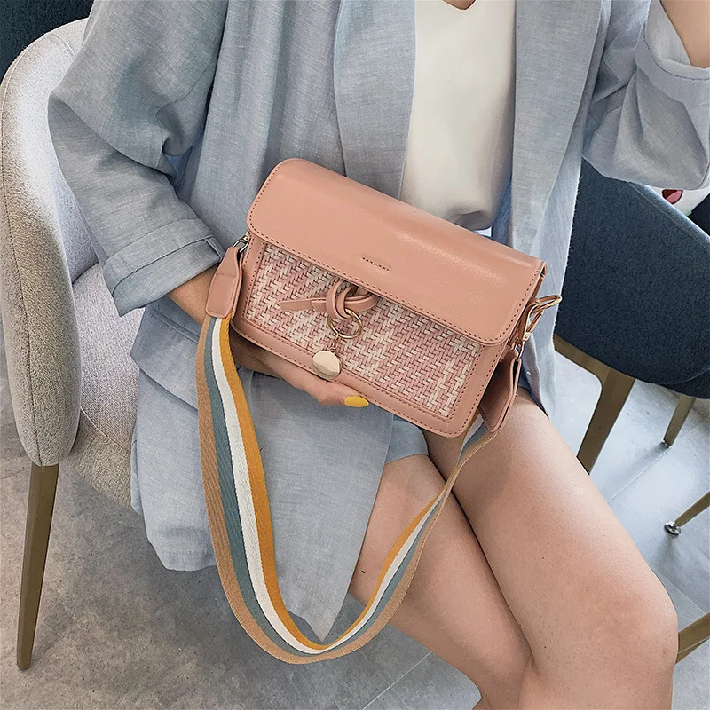 

Designer Crossbody Bags for Women Multi-functional Women Shoulder Bag PU Leather Handbags Simple Plaid Small Square Package