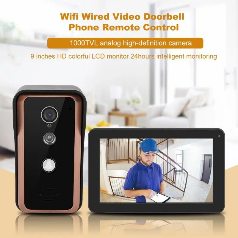 9 inches Wireless Doorbell Wifi Remote Control Video Intercom Doorbell Door Phone Home Security Door Bell 9 inches Wireless Doorbell Wifi Remote Control Video Intercom Doorbell Door Phone Home Security Door Bell