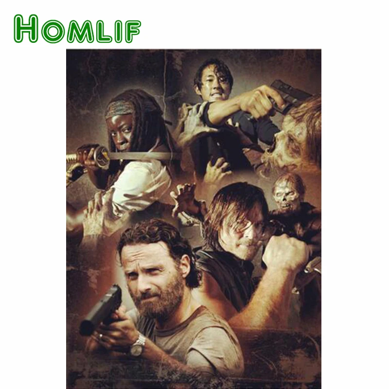 

HOMLIF Full Square Diamond 5D DIY Diamond Painting The Walking Dead Movie 3D Diamond Embroidery Cross Stitch Mosaic Needlework