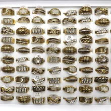 Newest Gold Color Clear Rhinestone Paved Rings Leaf, Flower, Crown Shape Mixed Lot 50pcs/lot 50pcs lot 2556n