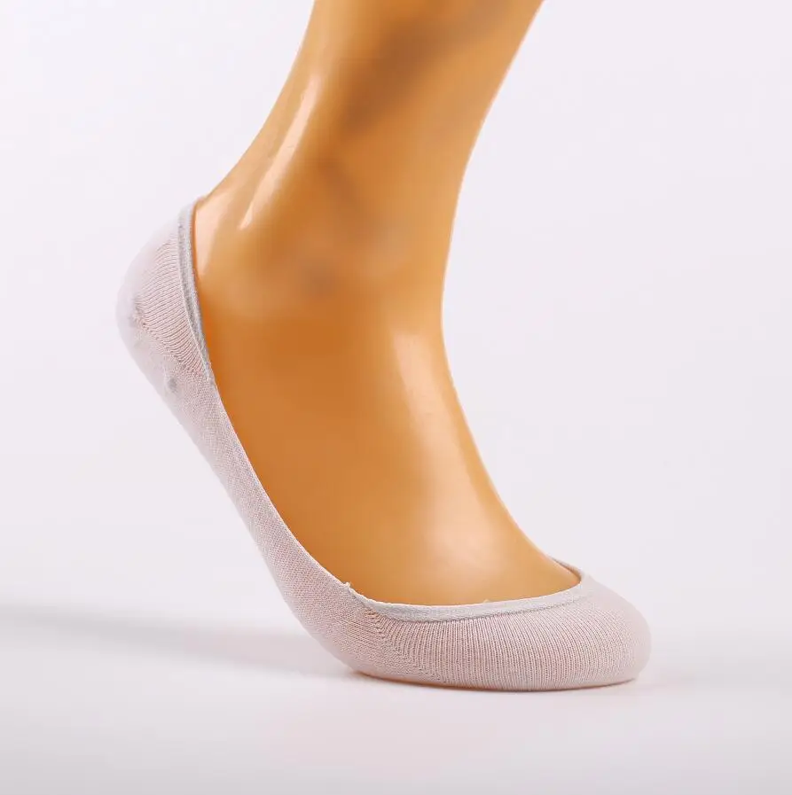 10 шт. = 5 пар/лот невидимые женские носки из бамбукового волокна, хлопковые противоскользящие женские короткие носки, летние невидимые носки-башмачки, Нескользящие - Цвет: white