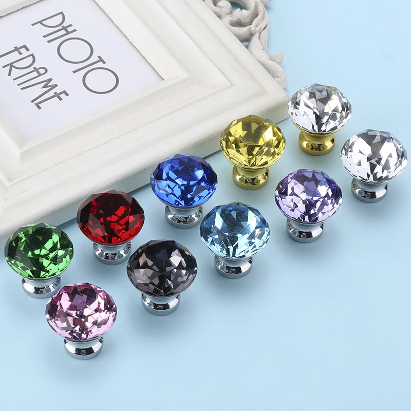 Diamond Crystal Glass Knobs Cupboard Pulls Drawer Knobs (9)