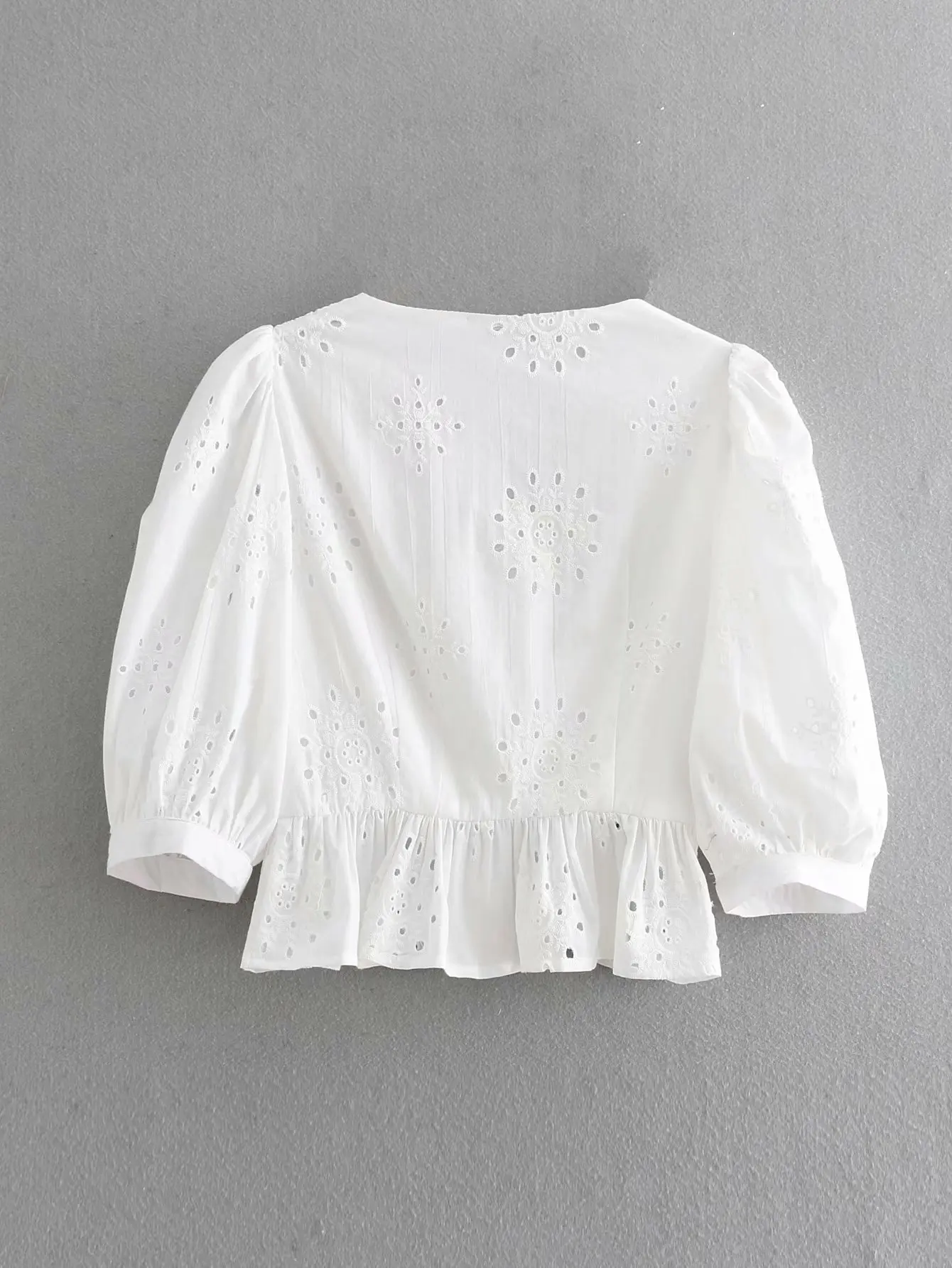 Новое поступление 9157, Европейская и американская мода, вышитая рубашка на пуговицах, белая женская рубашка, блузка, Женская модная рубашка