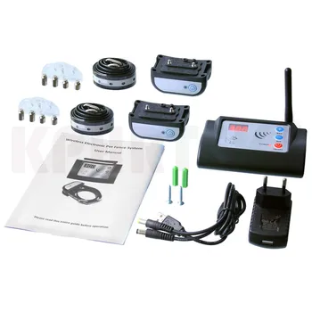 

New Arrival Wireless Electronic Dog Fence System With Rechargeable Receiver Dog Training Collar KPHRTEK 882 for 2 Collar 27nf