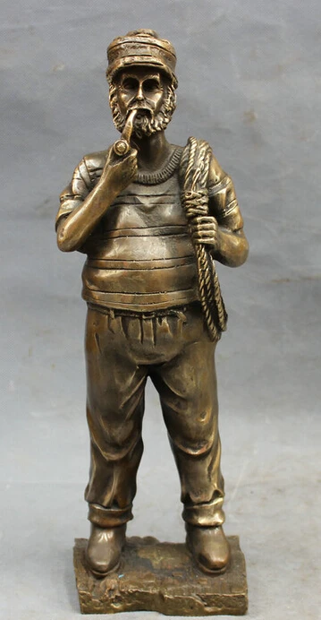 

S4060 14" Chinese Bronze Copper Carved West Seaman Sailor Boatman Man Mariner Statue D0318