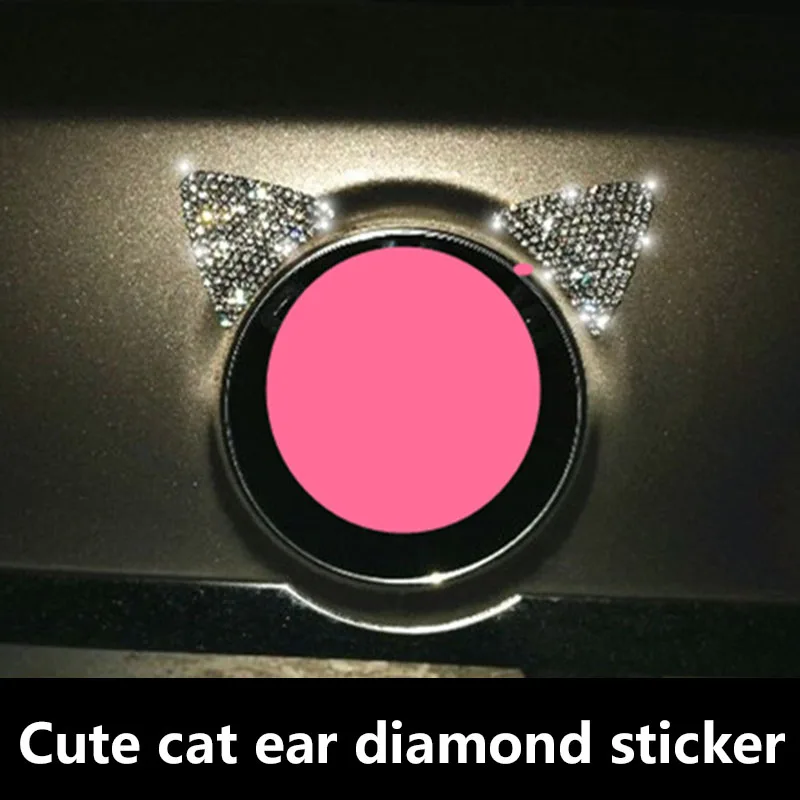 

2 pc cute Cat ears 3D Cartoon Crystals Rhinestones Stickers Car Accessories lovely Self Adhesive DIY Diamond Stickers Decor
