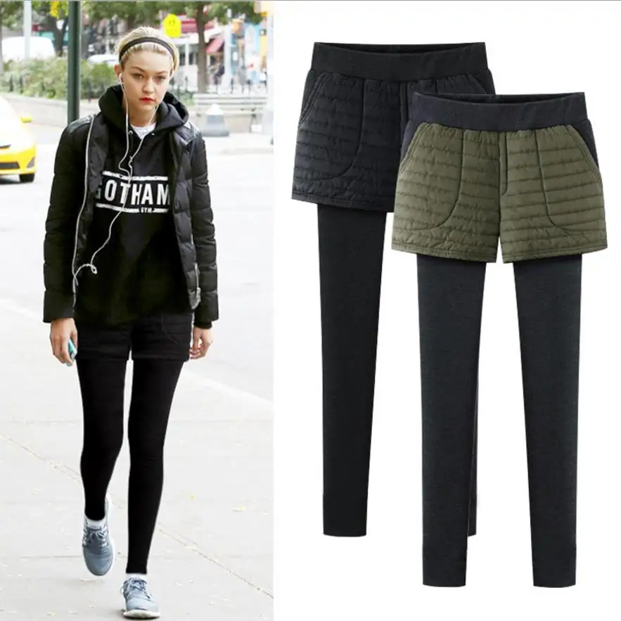 

plus size 6XL Leggings Women Plus Velvet Size Fall And Winter Fake Two Pieces Elasticity High Waist Thick leggings