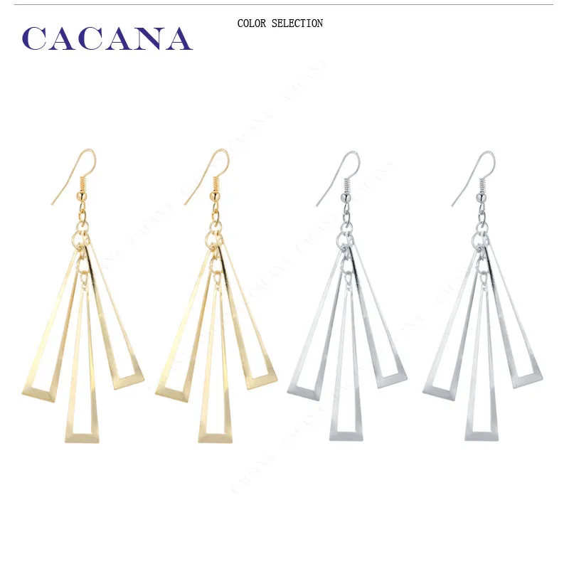 CACANA Dangle Long Earrings Hollow Rectangle Style For Women Bijouterie Hot Sale No.A87 A88