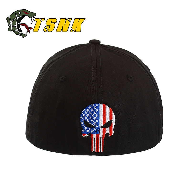 TSNK Мужская и женская тактическая бейсбольная кепка "USA PUNISHER" Snapback растягивающаяся шапка для бега/рыбалки