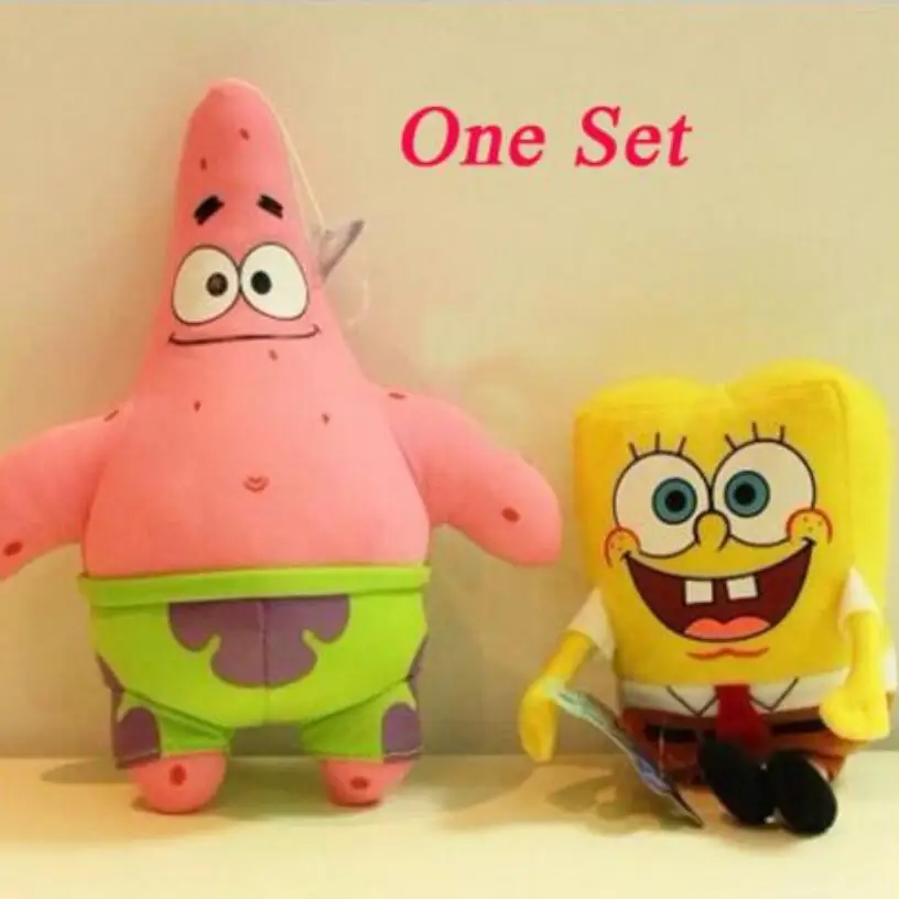 2pcs lot 23cm Cartoon Animal Doll Toy Stuffed and Plush Toys SpongeBob and Patrick Star Gift