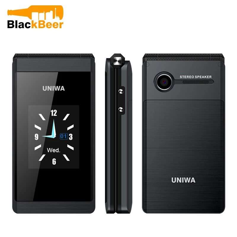 UNIWA X28 флип GSM мобильный телефон 1 77 2 8 дюймов двойной дисплей Две сим старшие