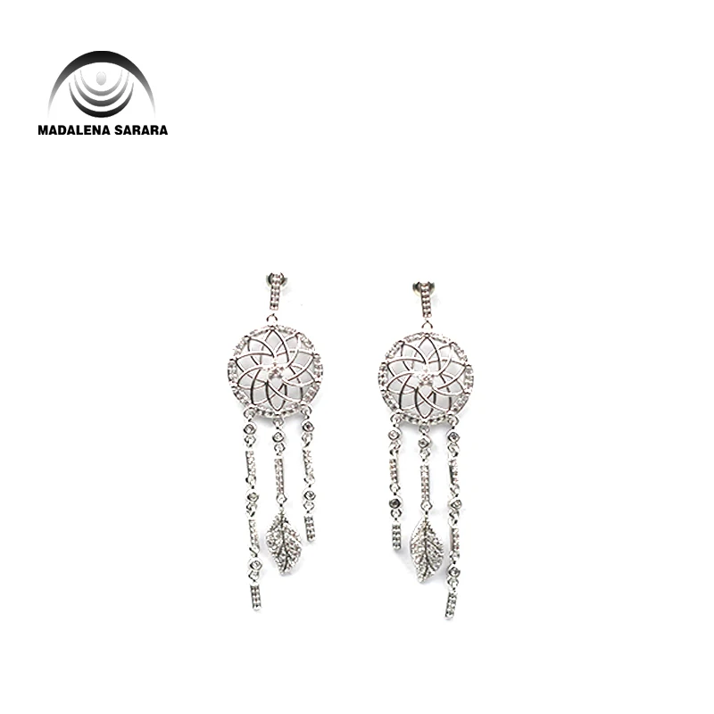 MADALENA SARARA Vintage Queen Elegant S925 Needle earrings AAA Zircon Inlaid Leaf Drop Style 85mm | Украшения и аксессуары