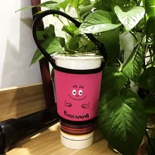 Портативный мультфильм милый творческий ручной шатающийся стакан набор милая мультяшная Сумка-тоут бутылка для воды анти-горячий пузырьковый молочный чай крышка чашки мешок BF