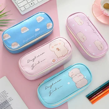 

Cute Cartoon Pig Pencil Case PU Large Capacity Pencil Bag Office School Supplies Creative Student Gifts