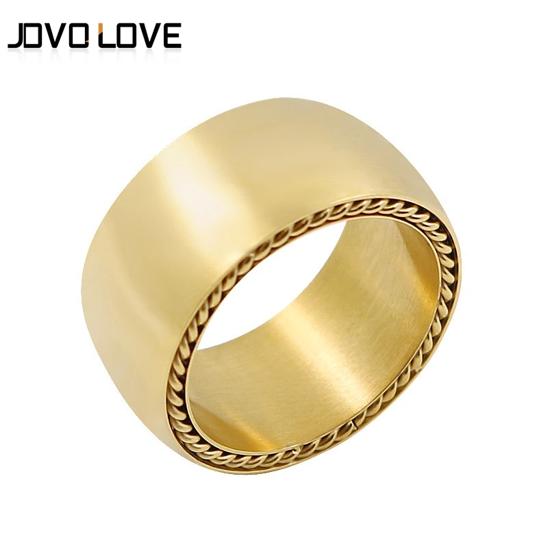 

High Polish Unisex Wide Stainless Rings Jewelry unique Side Design Rose gold/Gold/Silver Round Rings for Women Men US Size 6-11#