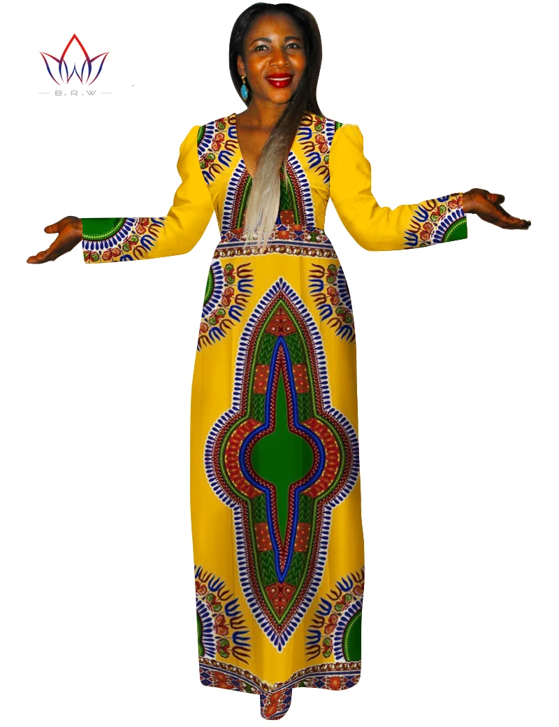 2017 Fashion Africa Print Dresses Women Shirt Dress Long Sleeve african
