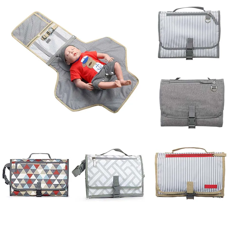 Gray Waterproof Foldable Diaper Changing Pad Infant Cotton Urinal Mat for Home Travel Outside Portable Nappy Change Mat