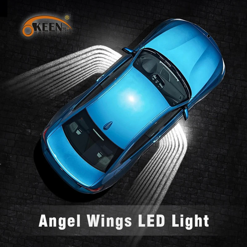 

OKEEN 12V/24V Car Angel Wings welcome light LED Car Door Light courtesy Projector carpet blanket led light fit all cars