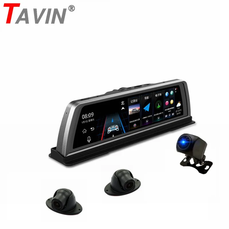 

TAVIN 4 Cameras Car Dvr 4G Android Dash cam With ADAS WIFI GPS 10 inch Touch Screen 360 Degrees Night vision Recorder