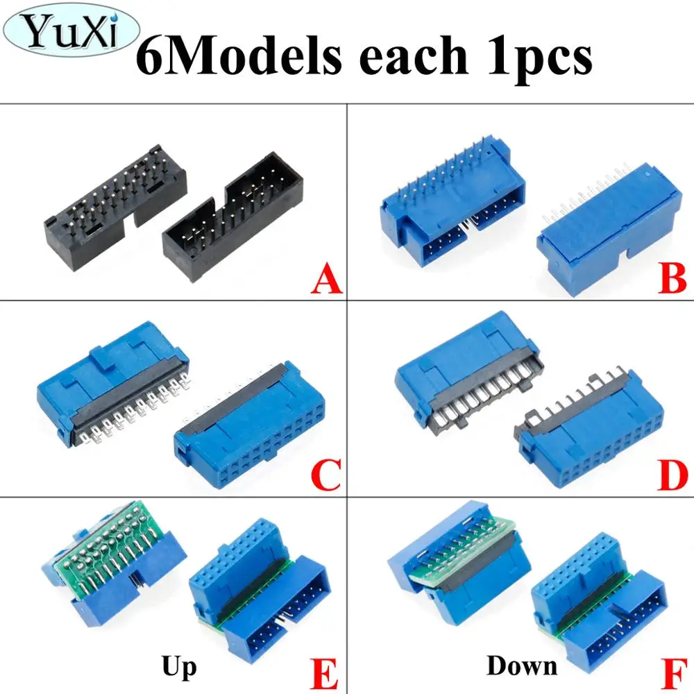 

YuXi USB 3.0 20pin 19 pin USB3.0 20pin 19pin female connector 90 180 degree motherboard chassisplugged plate expansion connector