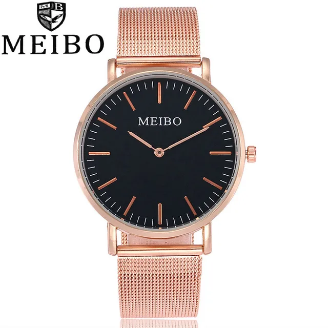 MEIBO Luxury Brand Quartz Watch Stainless Steel Mesh Strap Ultra Thin Clock Wome MEIBO Luxury Brand Quartz Watch Stainless Steel Mesh Strap Ultra Thin Clock Wome