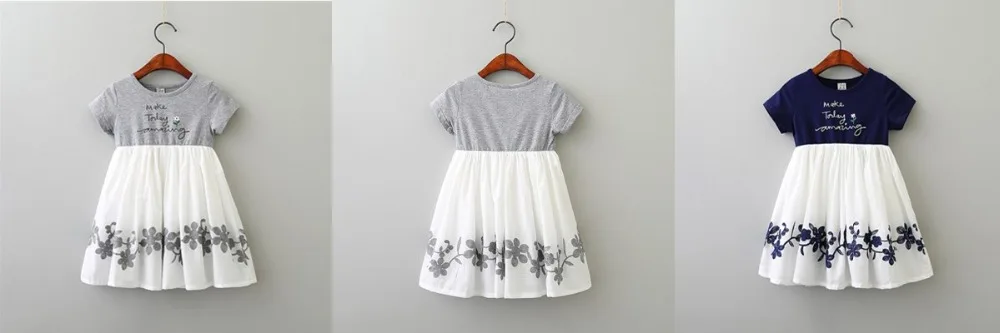 Hurave/Одежда для маленьких девочек с отложным воротником; летнее платье с короткими рукавами; детская одежда; повседневные хлопковые платья с принтом