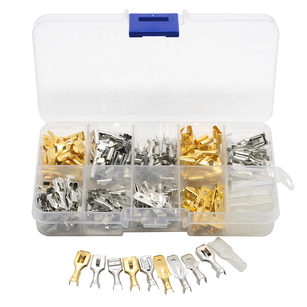 

150 PCs Boxed 6.3 Car Spade Connector Splice Crimp Wire Terminals Assortment Kit For Motorcycle Bike Car