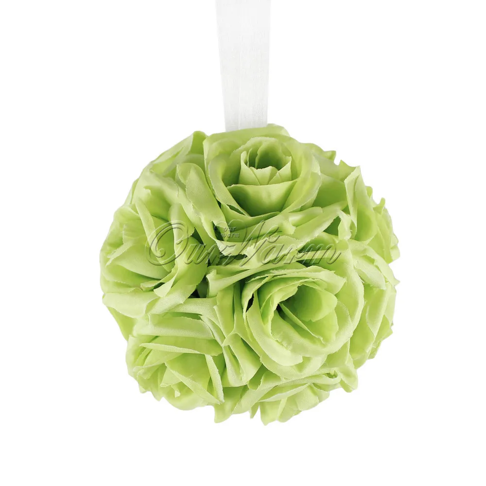 OurWarm искусственный цветок из шелка цветок целующиеся шары Свадьба центральный украшения помандер букет Свадебный Цветочный шар - Цвет: Green