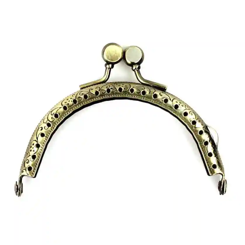

1 Piece 8.5cm Antique bronze Metal purse frame Flat round head vintage embossing Kiss clasp lock bags hardware accessorie