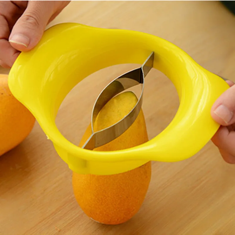 Hoomall 1pc Stainless Steel Mango Cut Creative Kitchen Mango Splitter Fruit Kitchen Gadget Accessories Peach Slicer Cutter